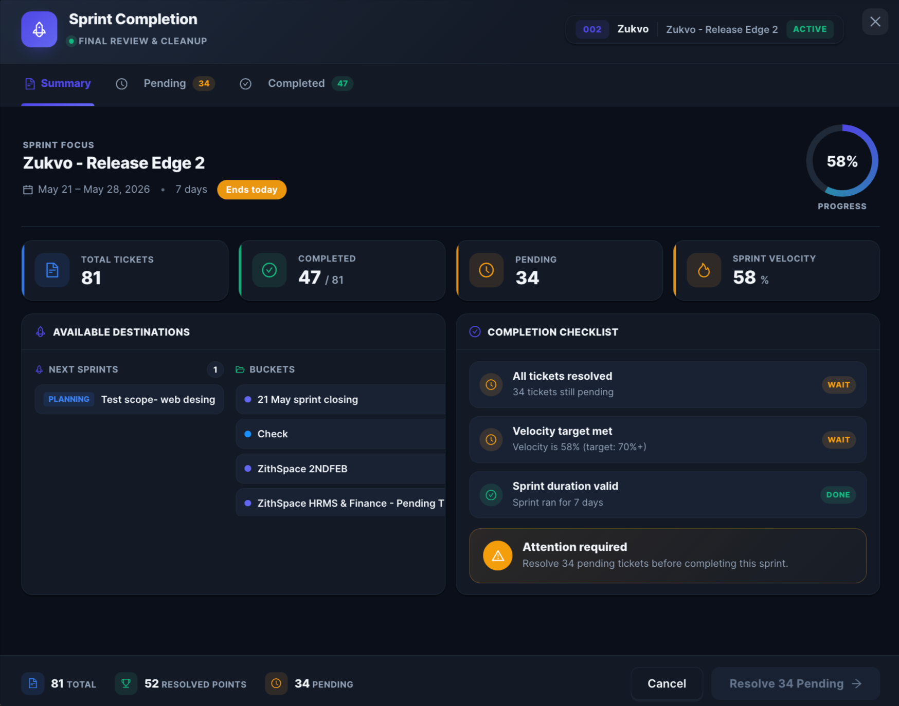 Completion summary